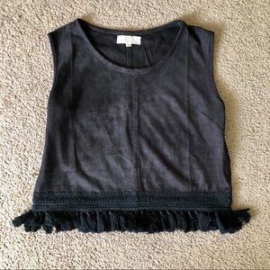 Faux suede tassel tank top